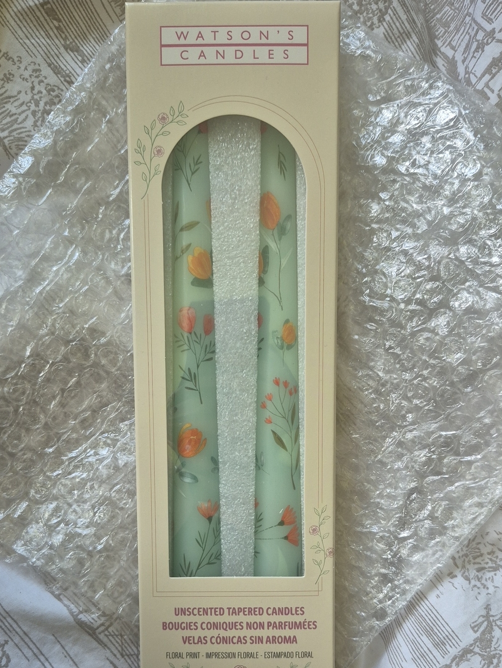 Watson's Candles Bohemian Floral Unscented Taper Candles
